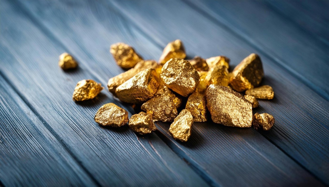 Pile of raw gold nuggets