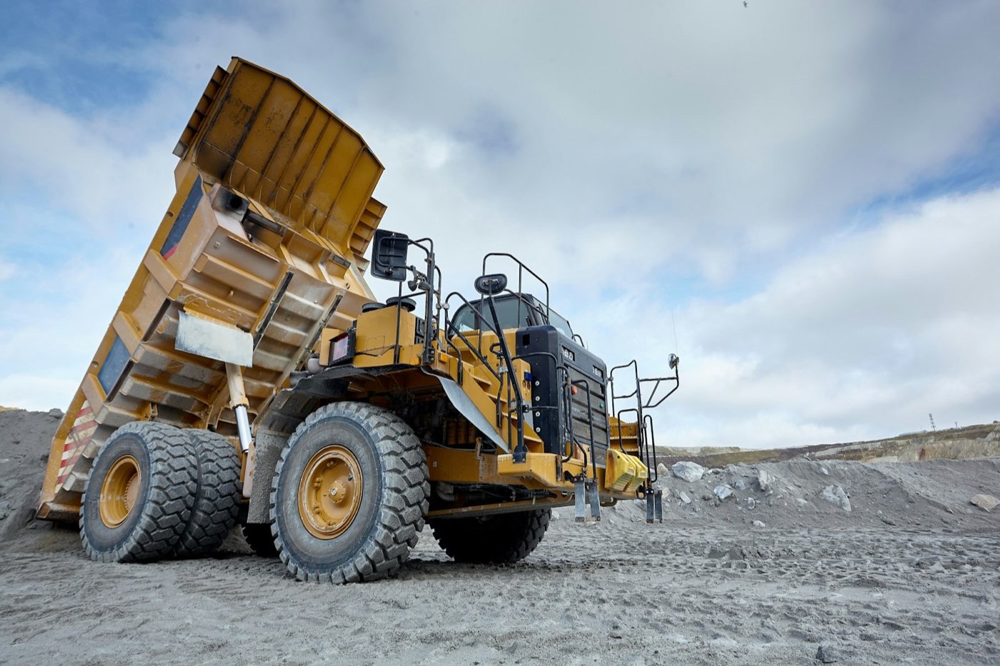 Large yellow haul truck at a mine